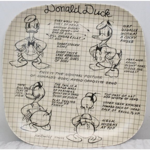 Disney Artist Sketch Bamboo Plates 4 Piece Set Mickey Mouse Goofy Square Grid - Picture 4 of 9